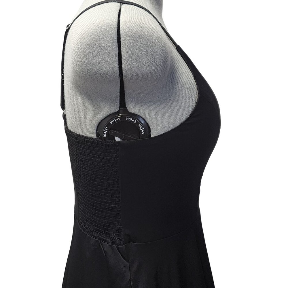 Fit & Flare Black Midi Dress With Spaghetti Straps